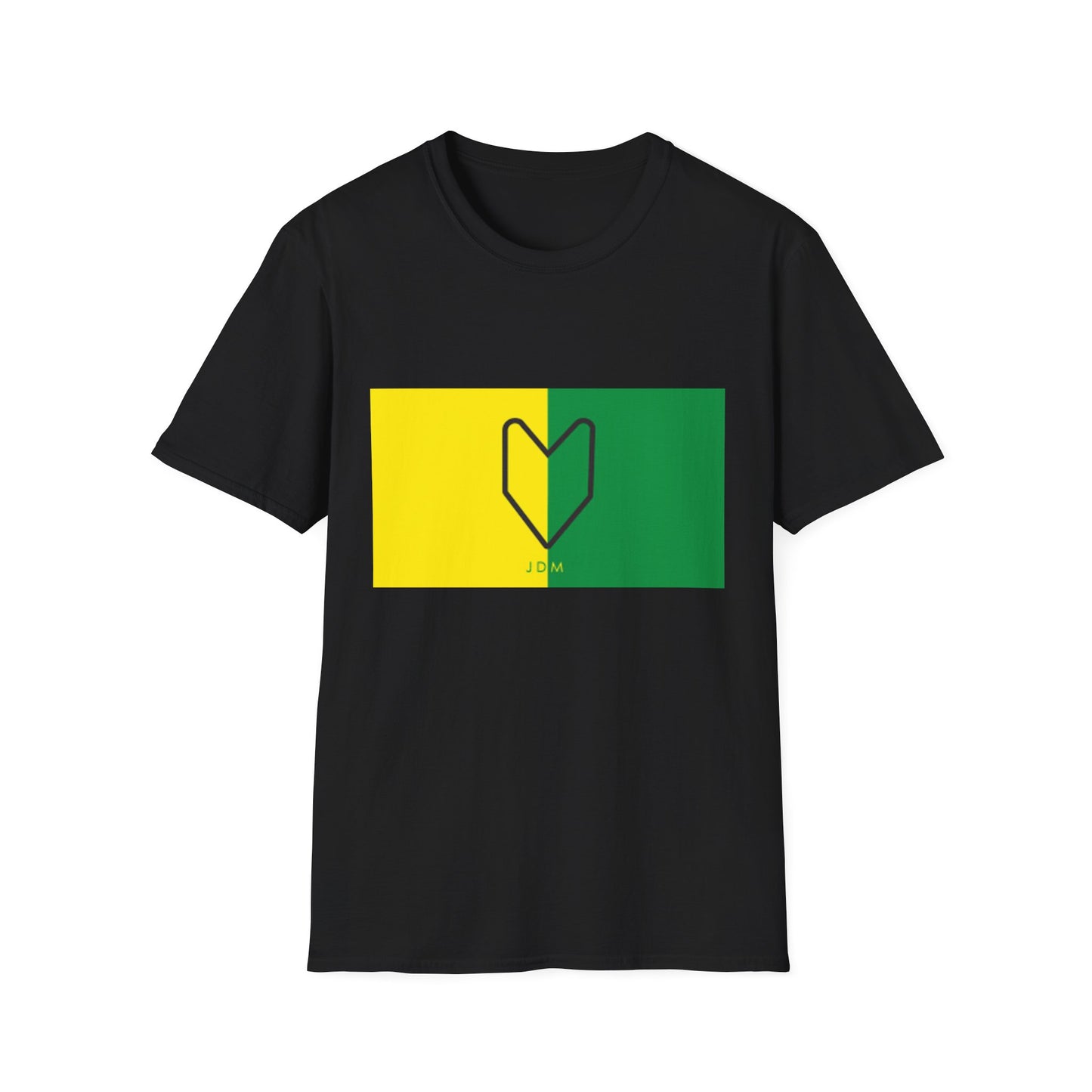 JDM Heart Unisex Softstyle T-Shirt | Casual Summer Tee in Yellow & Green