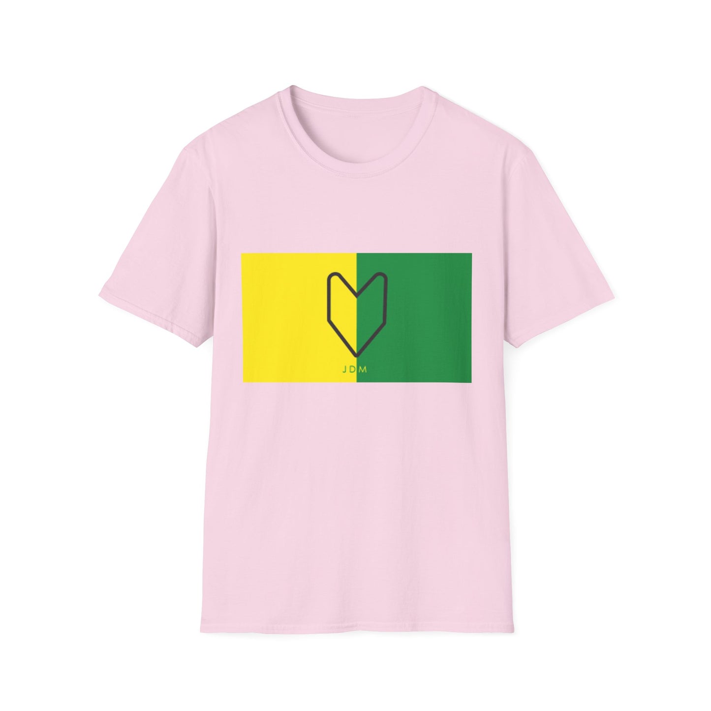 JDM Heart Unisex Softstyle T-Shirt | Casual Summer Tee in Yellow & Green