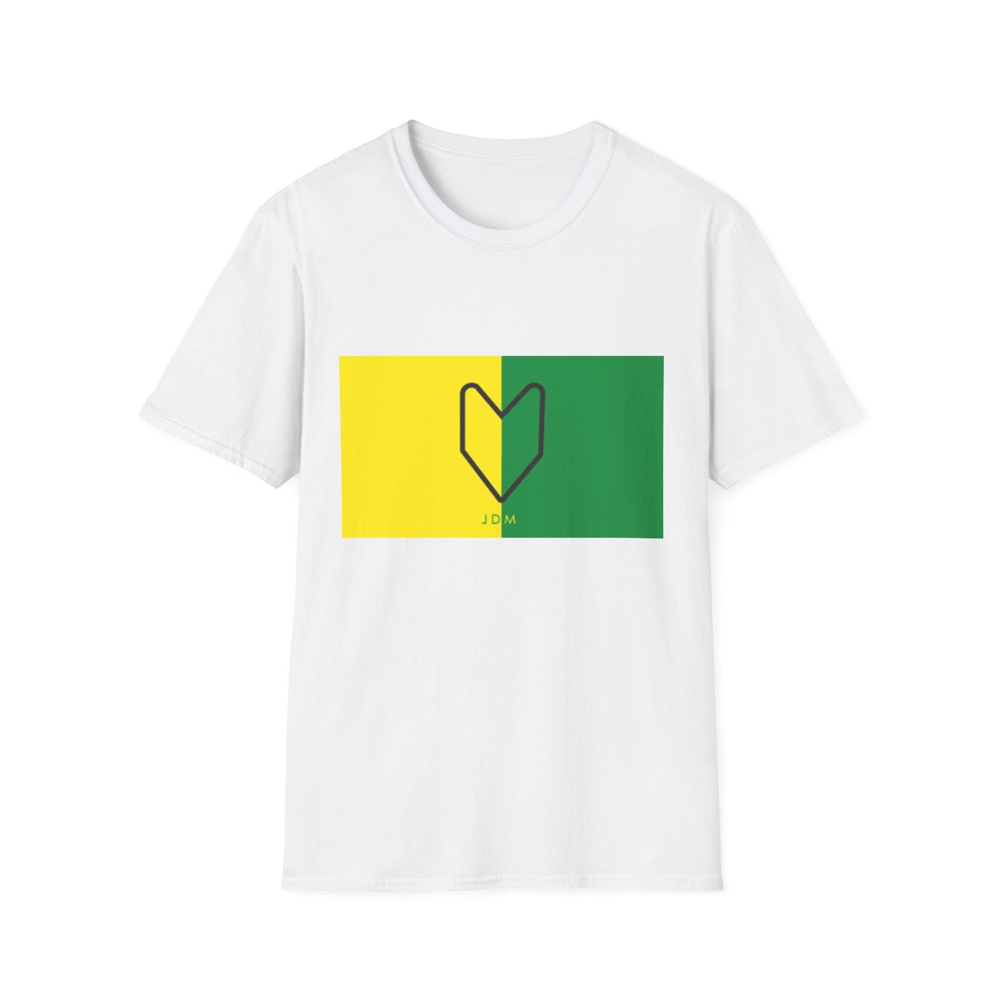 JDM Heart Unisex Softstyle T-Shirt | Casual Summer Tee in Yellow & Green