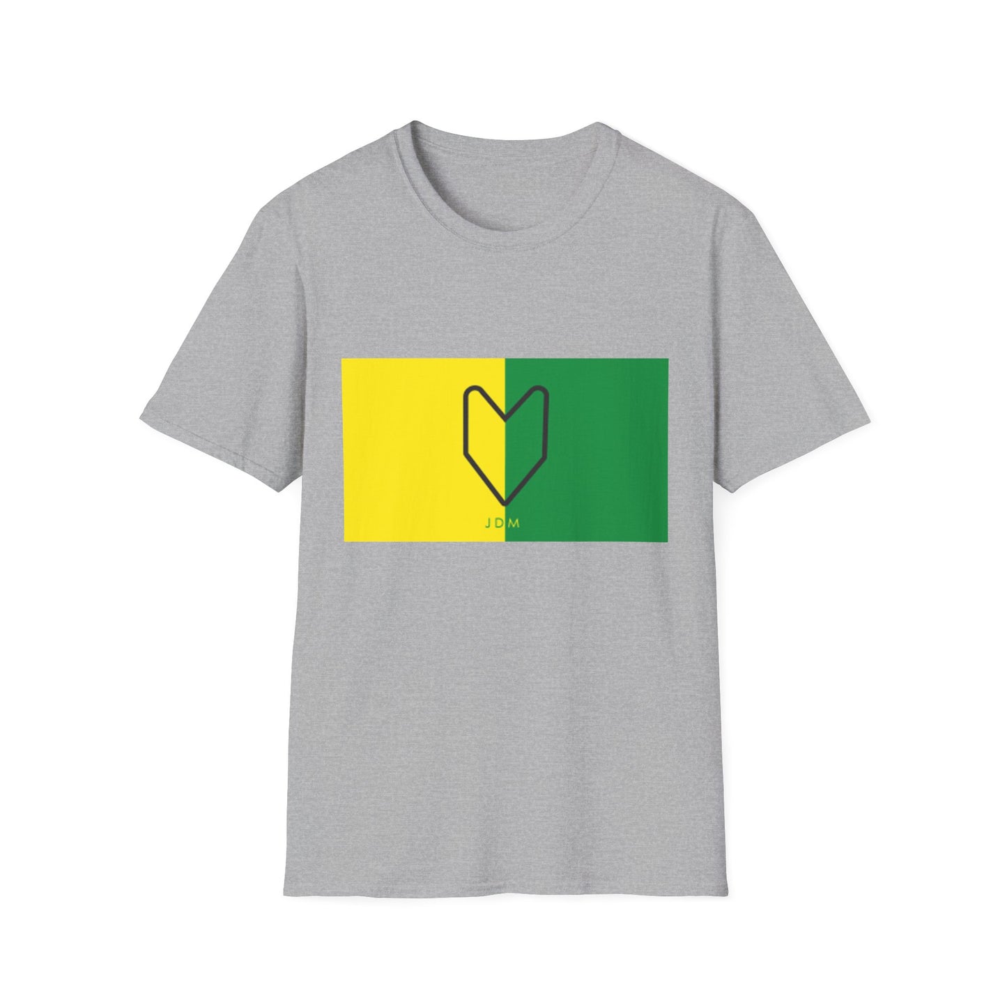 JDM Heart Unisex Softstyle T-Shirt | Casual Summer Tee in Yellow & Green