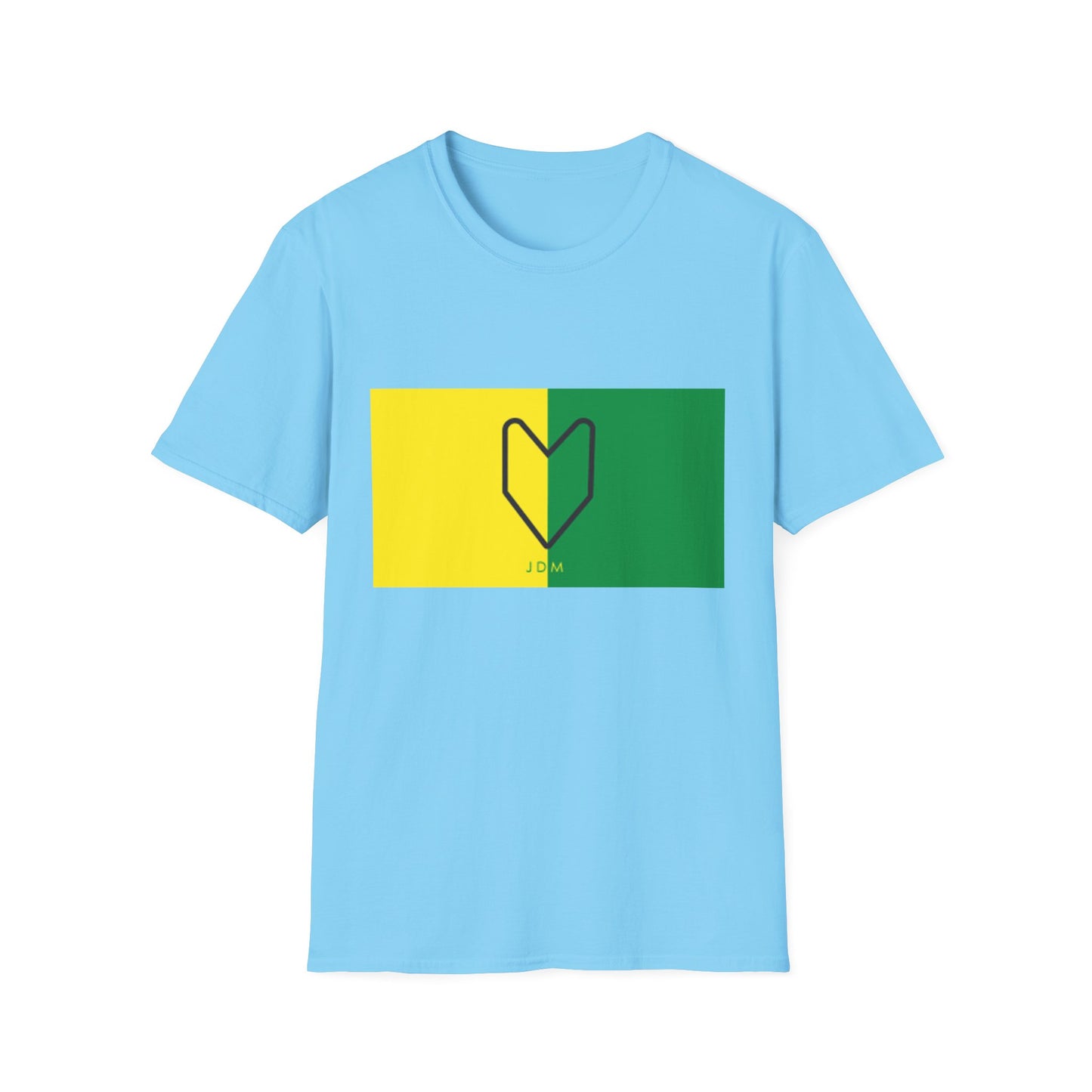 JDM Heart Unisex Softstyle T-Shirt | Casual Summer Tee in Yellow & Green