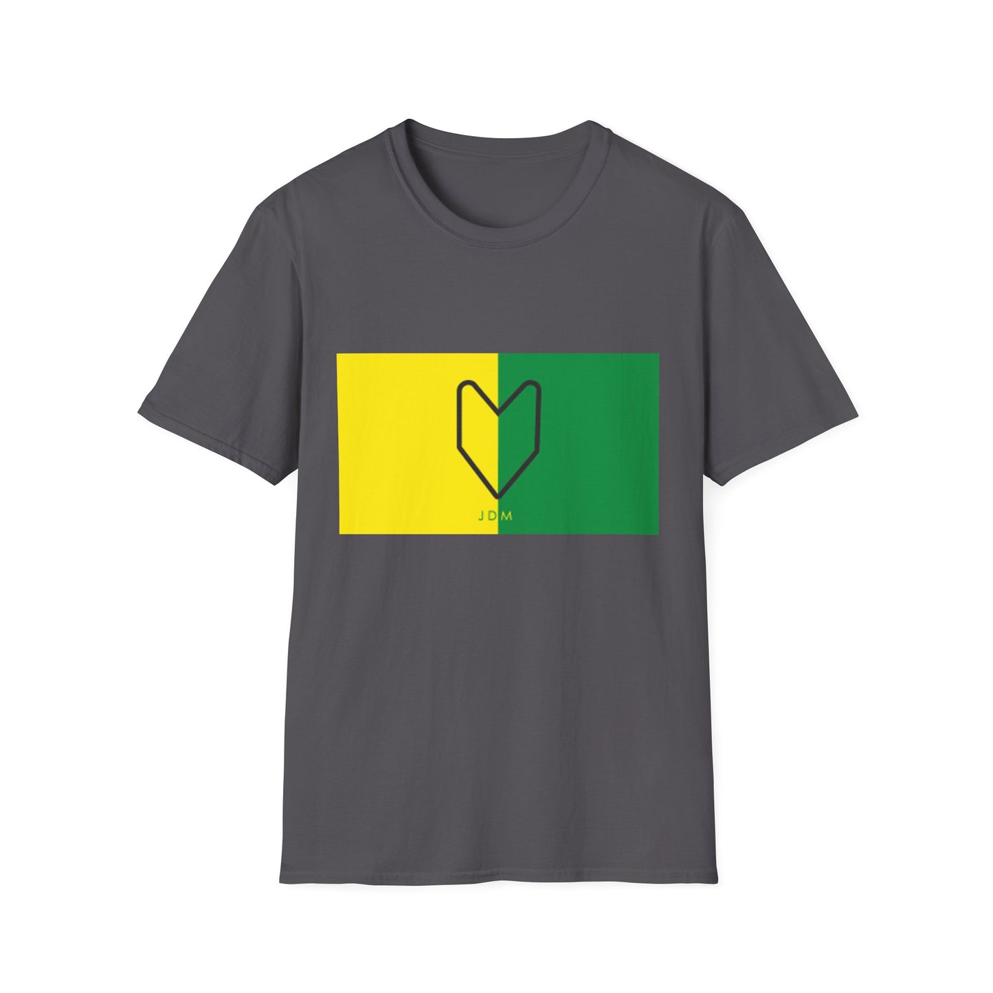 JDM Heart Unisex Softstyle T-Shirt | Casual Summer Tee in Yellow & Green